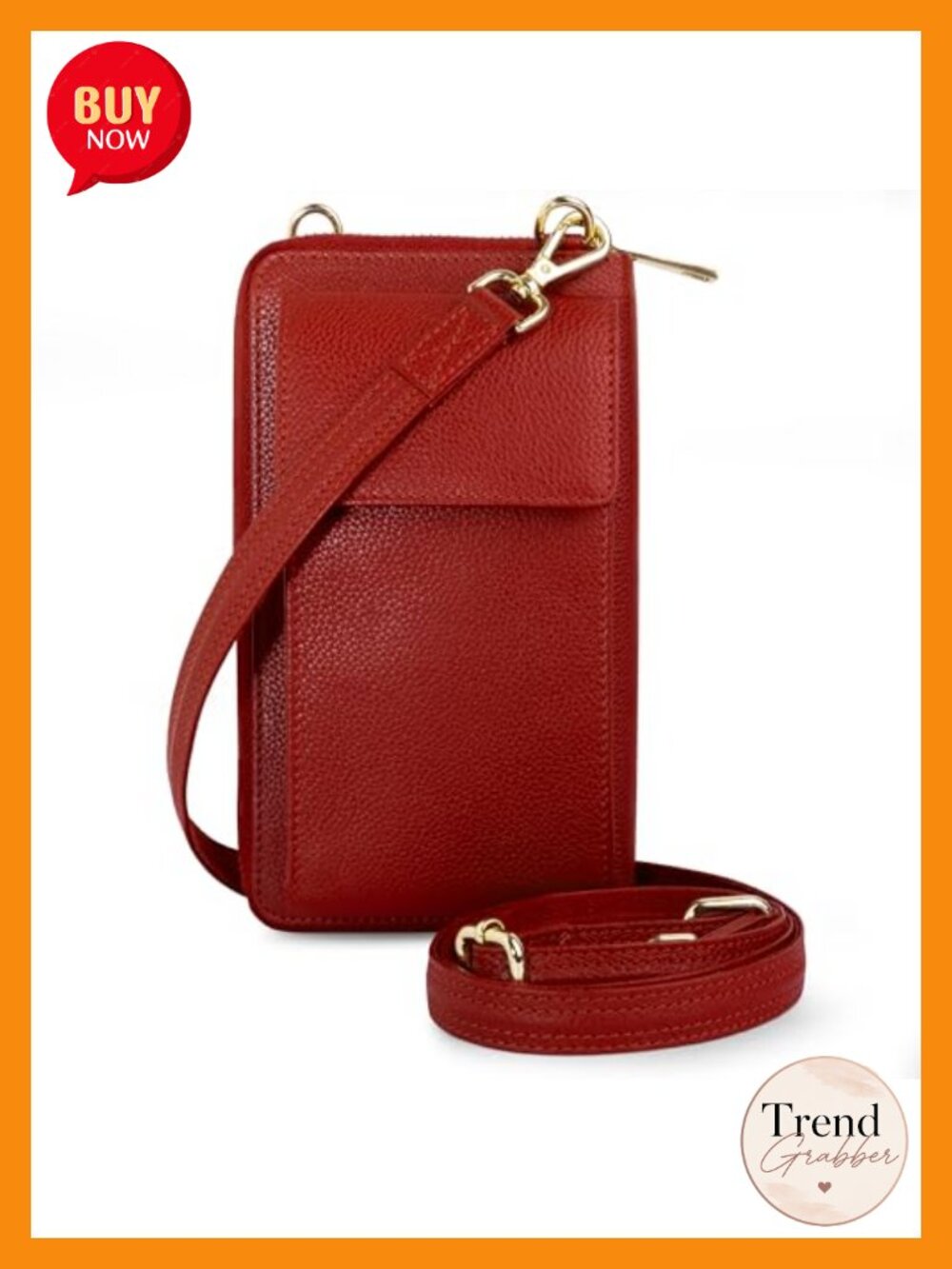 Top Grain Leather Crossbody Bag RFID Anti Theft Phone Wallet